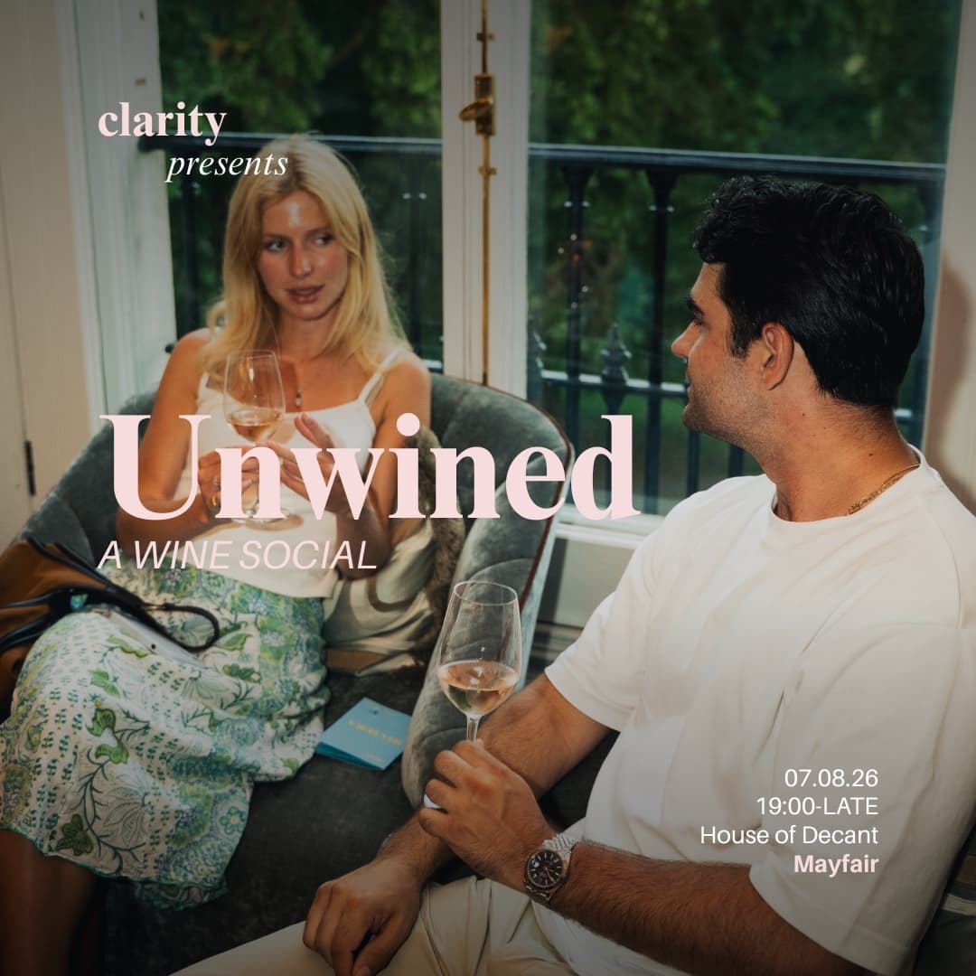 Unwined | A Clarity Wine Social | Mayfair event poster